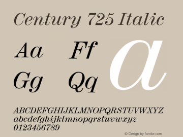 Century725BT-Italic 2.0-1.0 Font Sample