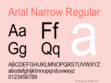 Arial Narrow Version 2.0 - May 17, 1996 Font Sample