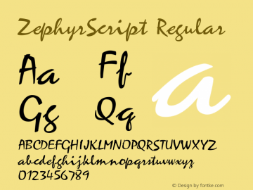 ZephyrScript 001.003 Font Sample