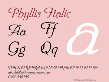 Phyllis Italic Version 2.1: 5/5/94图片样张