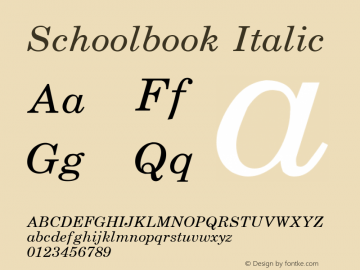 Schoolbook Italic Altsys Fontographer 3.5  8/13/92图片样张