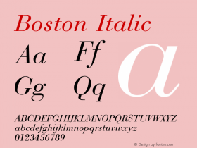 Boston Italic Altsys Metamorphosis:5/2/92 Font Sample