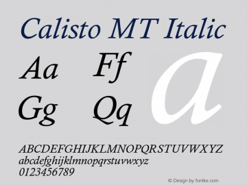 CalistoMT-Italic 001.003 Font Sample