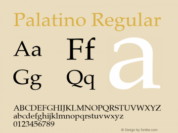 Palatino Regular 11.0d2e1 Font Sample