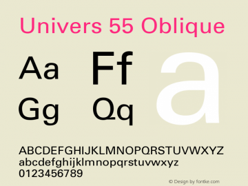 Univers-Oblique 001.000 Font Sample