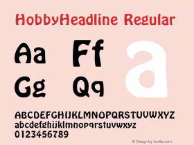 HobbyHeadline Regular Altsys Fontographer 3.5  12/8/92 Font Sample