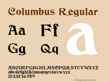 Columbus 001.000 Font Sample