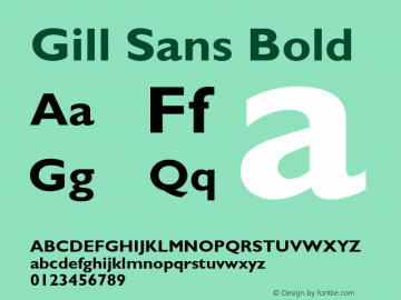 Gill Sans Bold 001 ; July 1992 : Classic set Font Sample