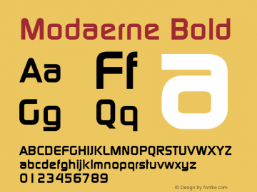 Modaerne Bold Altsys Fontographer 3.5  7/15/96 Font Sample