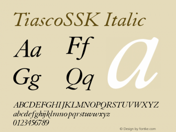 TiascoSSK Italic Macromedia Fontographer 4.1 9/2/95图片样张