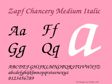 Zapf Chancery Medium Italic 1.1 Font Sample
