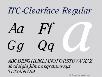 Clearface-RegularItalic-DTC 001.003 Font Sample