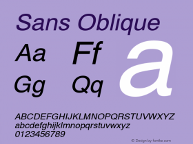 Sans Oblique 1.000 Font Sample