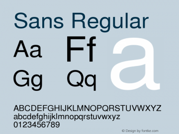 Sans Regular Altsys Fontographer 3.5  10/7/92 Font Sample