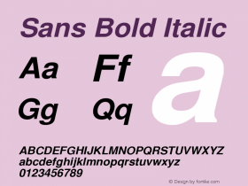 Sans Bold Italic Altsys Fontographer 3.5  10/7/92 Font Sample