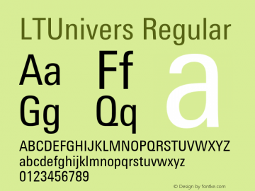 LTUnivers 420 CondRegular Version 003.000 Font Sample