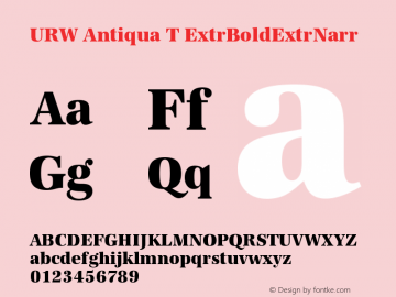 URW Antiqua T ExtrBoldExtrNarr Version 001.005 Font Sample