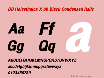 DBHelvethaicaX-BlkCondIt Version 3.100 2008 Font Sample