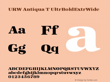 URW Antiqua T UltrBoldExtrWide Version 001.005 Font Sample
