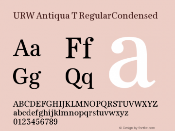 URW Antiqua T RegularCondensed Version 001.003 Font Sample