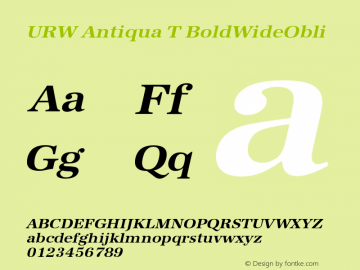 URW Antiqua T BoldWideObli Version 001.005图片样张