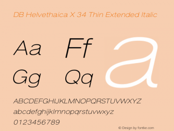 DBHelvethaicaX-ThinExtIt Version 3.100 2008 Font Sample