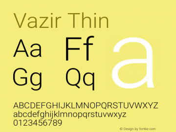 Vazir Thin Version 11.0.1 Font Sample