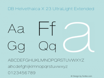 DBHelvethaicaX-UlLiExt Version 3.100 2008 Font Sample