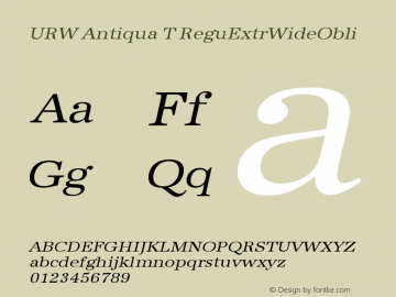 URW Antiqua T ReguExtrWideObli Version 001.005 Font Sample