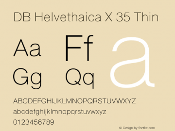 DBHelvethaicaX-Thin Version 3.100 2008 Font Sample