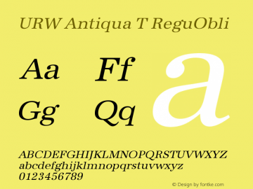 URW Antiqua T ReguObli Version 001.005 Font Sample