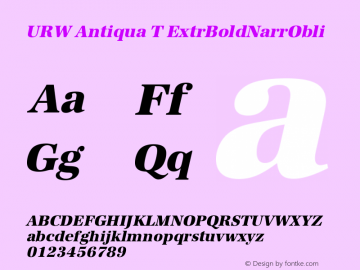 URW Antiqua T ExtrBoldNarrObli Version 001.005 Font Sample