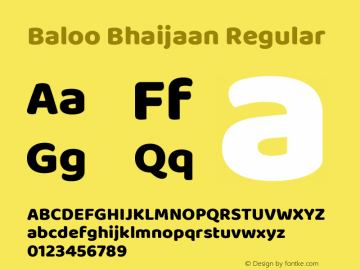 Baloo Bhaijaan Regular Version 1.443;PS 1.000;hotconv 16.6.51;makeotf.lib2.5.65220; ttfautohint (v1.6)图片样张