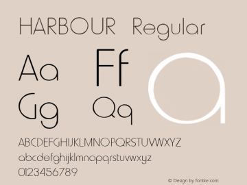 HARBOUR Regular Altsys Fontographer 3.5  3/16/97 Font Sample