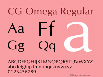 CG Omega Version 1.3 (Hewlett-Packard) Font Sample