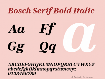 Bosch Serif Bold Italic Version 1.00 Font Sample