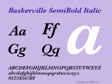 Baskerville SemiBold Italic 5.0d1图片样张