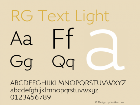 RG Text Light Regular Version 1.000 Font Sample