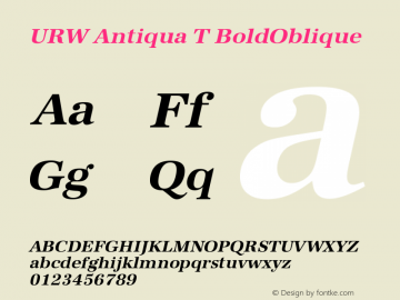 URW Antiqua T BoldOblique Version 001.005 Font Sample
