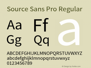 Source Sans Pro Regular Version 1.050;PS 1.000;hotconv 1.0.70;makeotf.lib2.5.5900 Font Sample