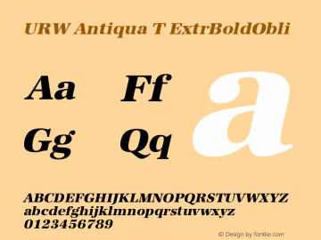 URW Antiqua T ExtrBoldObli Version 001.005 Font Sample