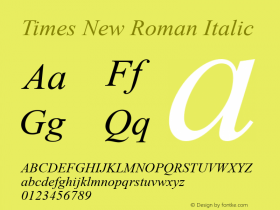 Times New Roman Italic Version 6.98图片样张