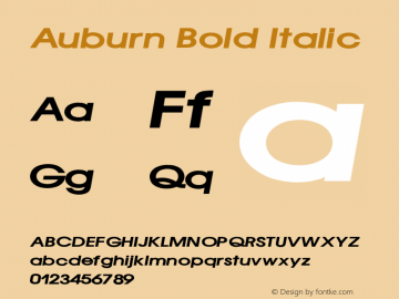 Auburn Bold Italic V1.00 Font Sample