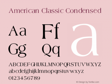 American Classic Condensed V1.00 Font Sample