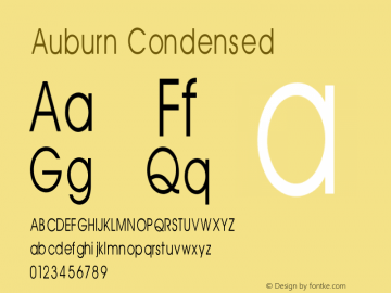 Auburn Condensed V1.00 Font Sample