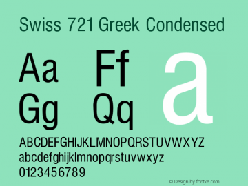 Swiss 721 Greek Condensed V1.00图片样张