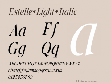Estelle Light Italic V1.00图片样张