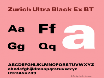 Zurich Ultra Black Ex BT V1.00 Font Sample