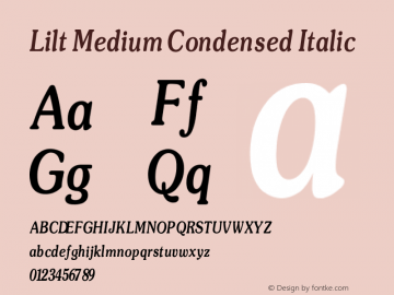 Lilt Medium Condensed Italic V1.00 Font Sample