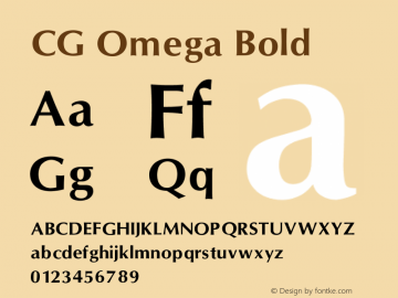 CG Omega Bold V1.00 Font Sample